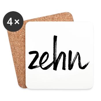 zehn 10 Geburtstag Geschenk Zahl - Untersetzer (4er-Set) - Weiß - Vorne