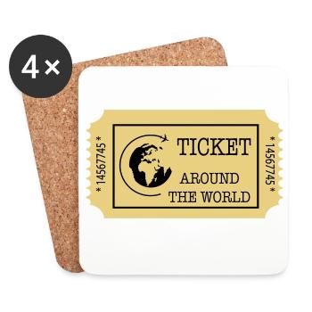 Around the World Ticket - Coasters (set of 4) - white - Front