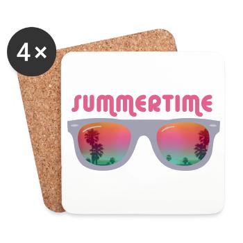 Summertime - Sonnenbrille - Untersetzer (4er-Set) - Weiß - Vorne