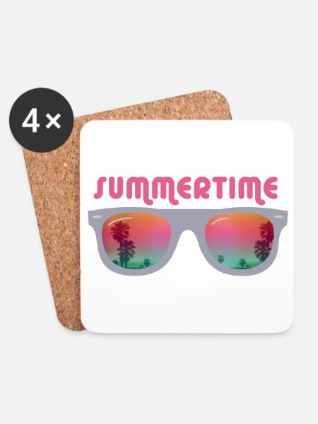 Summertime - Sonnenbrille - Untersetzer (4er-Set) - Weiß