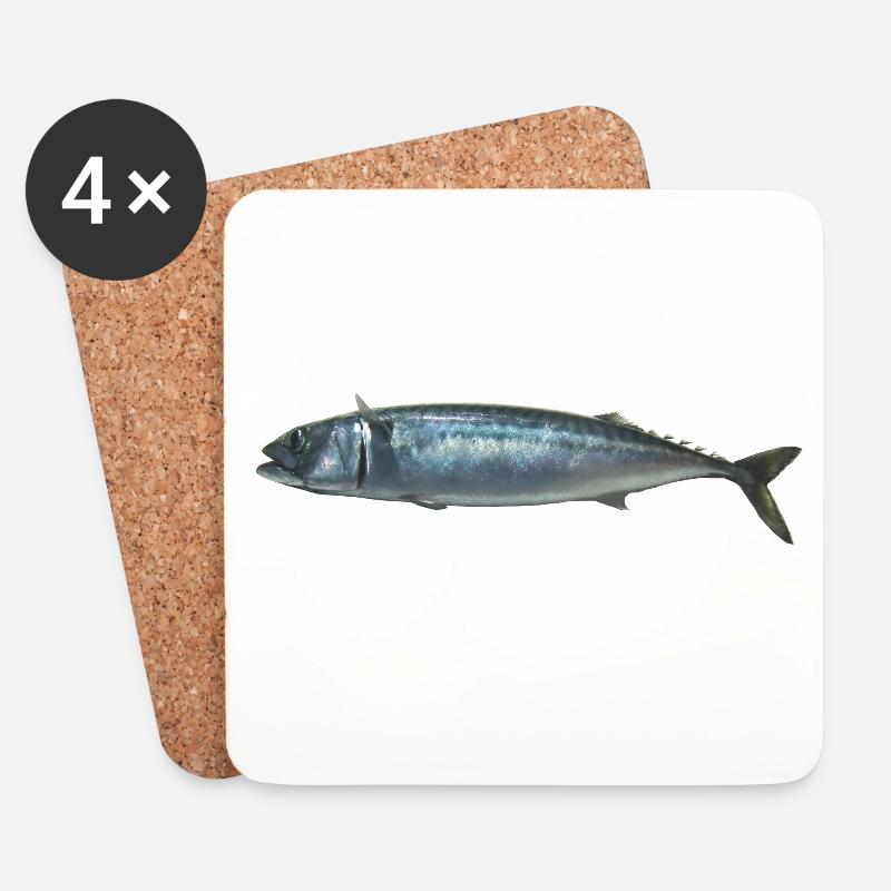 fish mackerel - Coasters (set of 4) - white