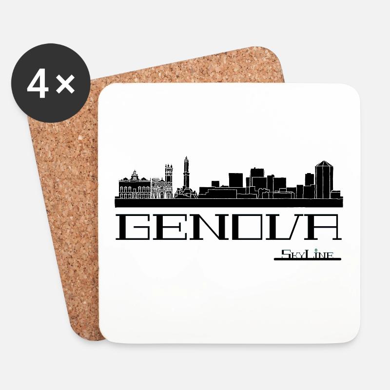 Genoa Skyline Stadtlinie - Untersetzer (4er-Set) - Weiß
