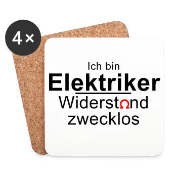 Ich bin Elektriker - Widerstand zwecklos - Ohm - Untersetzer (4er-Set) - Weiß - Vorne