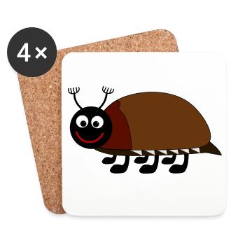 Illustration ludique d’insectes pour les enfants - Dessous de verre (lot de 4) - blanc - Devant