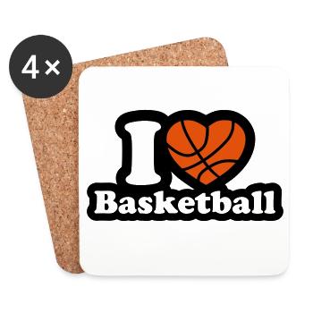 I love basketball - Ich liebe Basketball - Untersetzer (4er-Set) - Weiß - Vorne