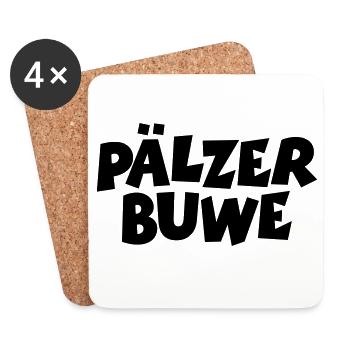 Pälzer Buwe - Pfälzer Jungs aus der Pfalz - Untersetzer (4er-Set) - Weiß - Vorne