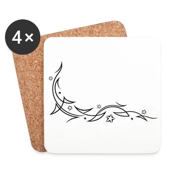 Tribal avec des étoiles - Dessous de verre (lot de 4) - blanc - Devant