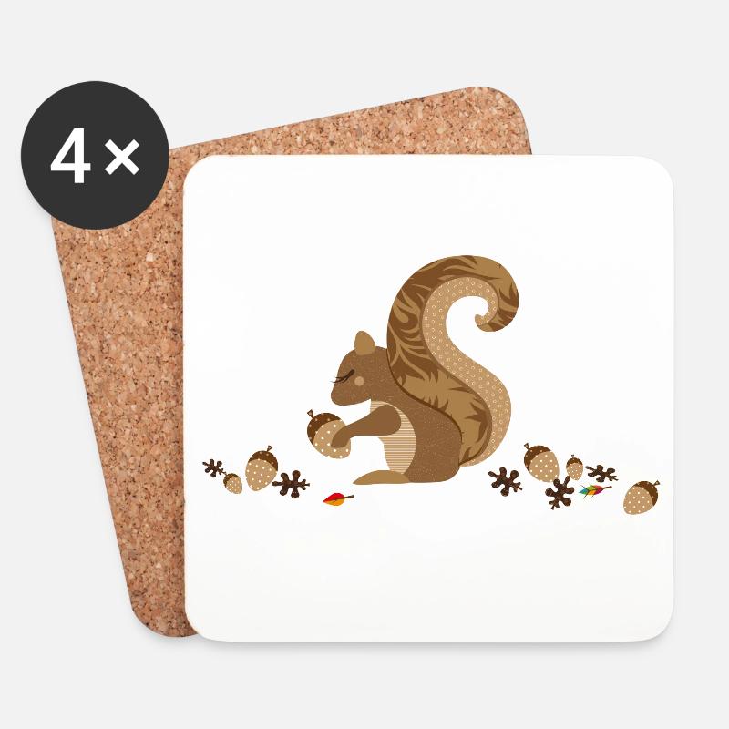 Ein Eichhörnchen mit einer Eichel - Untersetzer (4er-Set) - Weiß