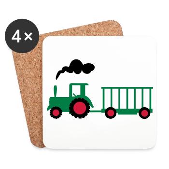 traktor trecker landwirtschaft - Untersetzer (4er-Set) - Weiß - Vorne