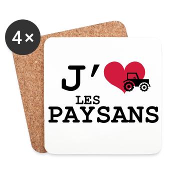 J'aime les Paysans - Dessous de verre (lot de 4) - blanc - Devant