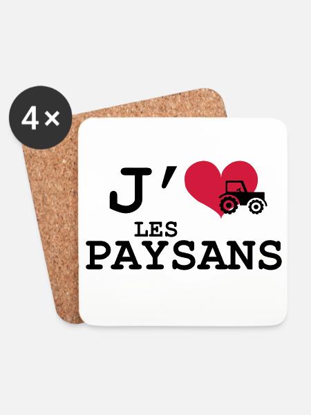 J'aime les Paysans - Dessous de verre (lot de 4) - blanc