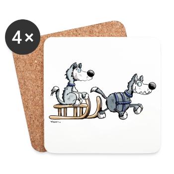 Mignon Husky Team - Dessous de verre (lot de 4) - blanc - Devant