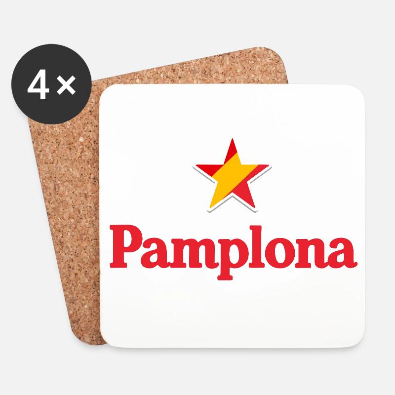 Stars von Spanien - Pamplona - Untersetzer (4er-Set) - Weiß
