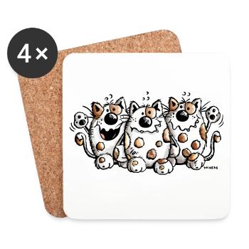 Trois meilleurs amis - Chat - Chats - Cadeau - Dessous de verre (lot de 4) - blanc - Devant