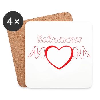 Schnauzer MOM - Ein Leben mit Schnauzern - Untersetzer (4er-Set) - Weiß - Vorne