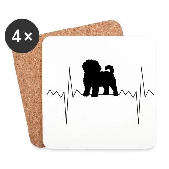 Heart rate heartbeat Bolonka Zwetna gift - Coasters (set of 4) - white - Front