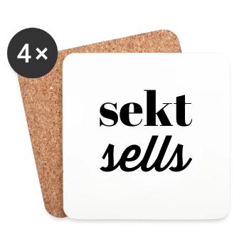 Sekt Sells – funny saying for sparkling wine lovers - Coasters (set of 4) - white - Front