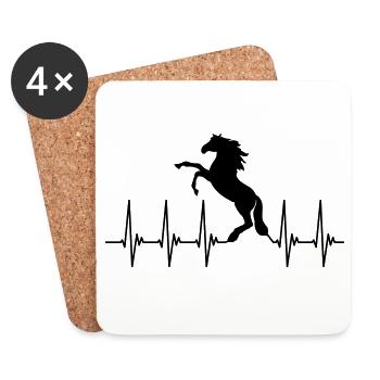 ECG, cheval, chevaux, amoureux du cheval, équitation, cheval - Dessous de verre (lot de 4) - blanc - Devant