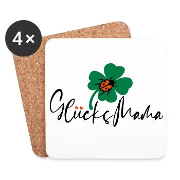 Glück Mama Kleeblatt - Untersetzer (4er-Set) - Weiß - Vorne