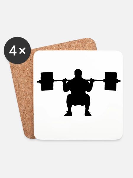 Gewichtheber Schattenfigur - Untersetzer (4er-Set) - Weiß