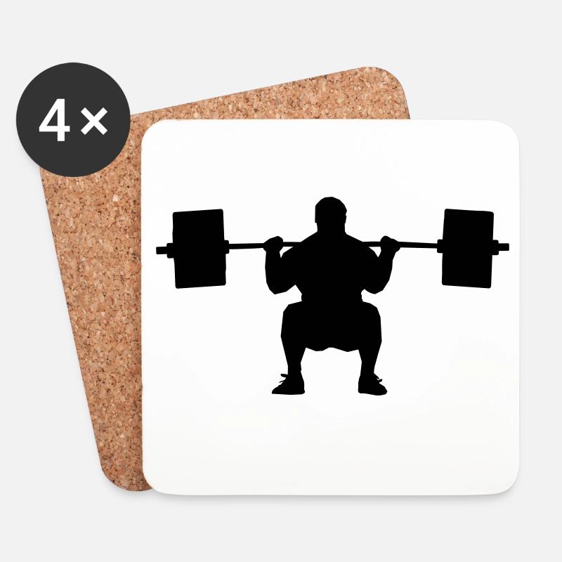 Gewichtheber Schattenfigur - Untersetzer (4er-Set) - Weiß