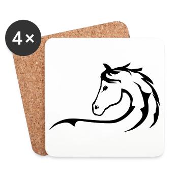 Cheval, chevaux, silhouette de cheval - Dessous de verre (lot de 4) - blanc - Devant