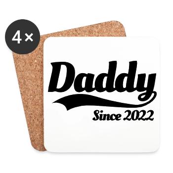 Papa depuis 2022 père naissance annonce bébé - Dessous de verre (lot de 4) - blanc - Devant