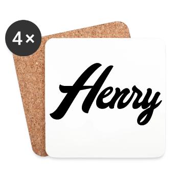 Henry Name Schwarz - Untersetzer (4er-Set) - Weiß - Vorne
