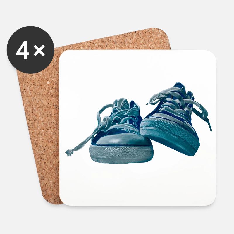 Blaues Sneaker-Design - Untersetzer (4er-Set) - Weiß