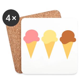 ice cream ice cream strawberry ice cream vanilla ice cream chocolate ice cream - Coasters (set of 4) - white - Front