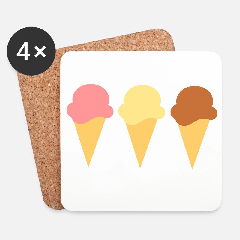 Eis Eiscreme Erdbeereis Vanilleeis Schokoeis - Untersetzer (4er-Set) - Weiß