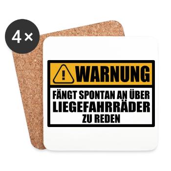 Liegerad Liegefahrrad Warnung Spruch Lustig - Untersetzer (4er-Set) - Weiß - Vorne