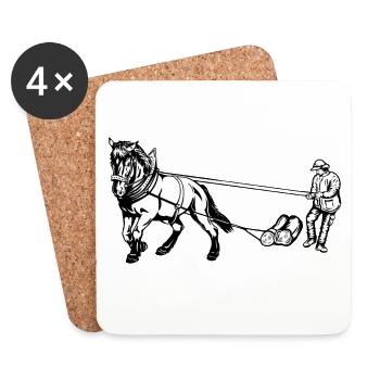 Holzrücker avec cheval - Dessous de verre (lot de 4) - blanc - Devant