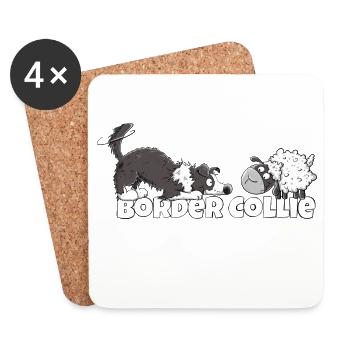 Border Collie And Sheep I Herding Dog Dog Fun - Coasters (set of 4) - white - Front