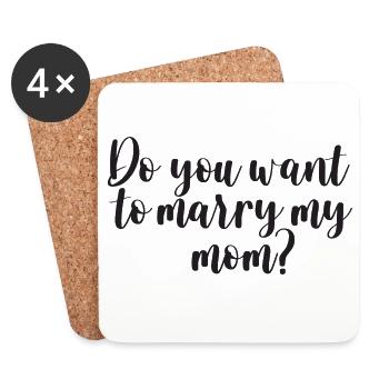 Maman Demande en mariage Demande en mariage Enfants Fiançailles - Dessous de verre (lot de 4) - blanc - Devant