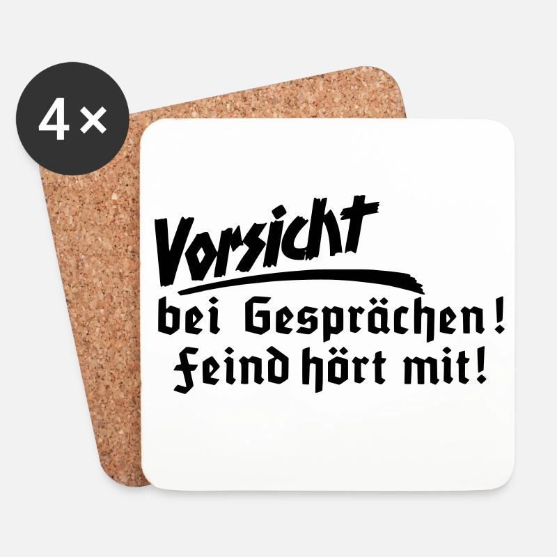 Vorsicht bei Gesprächen, Feind hört mit - Untersetzer (4er-Set) - Weiß