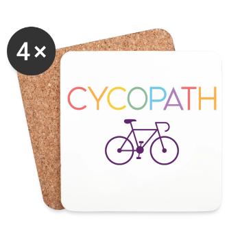 Gifts for Cyclists – Cycopath - Coasters (set of 4) - white - Front