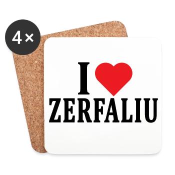 t-shirt I love Zerfaliu t-shirt Sardinia - Coasters (set of 4) - white - Front
