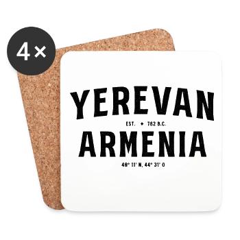 Yerevan Armenia Design with Foundation Year and Koor - Coasters (set of 4) - white - Front