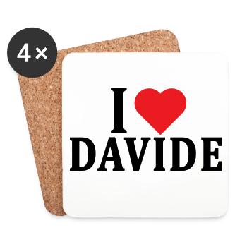 T-Shirt Ich liebe Davide T-Shirt Geschenkidee - Untersetzer (4er-Set) - Weiß - Vorne
