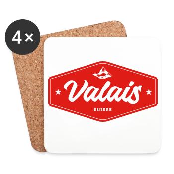 Insigne du Valais Suisse - Dessous de verre (lot de 4) - blanc - Devant