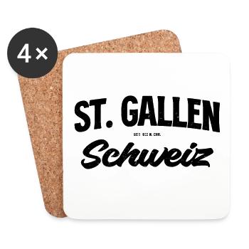 St Gallen Schweiz Schriftzug - Untersetzer (4er-Set) - Weiß - Vorne
