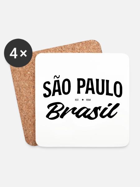 Sao Paulo Brasil Schriftzug - Untersetzer (4er-Set) - Weiß