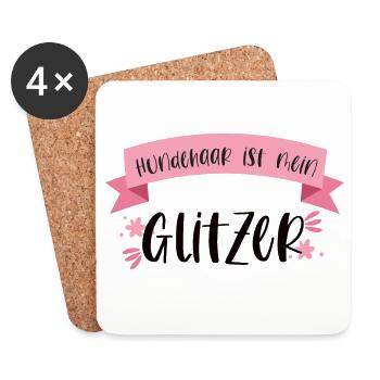 Hund Haustier Hundehaar Hunde Geschenk Glitzer - Untersetzer (4er-Set) - Weiß - Vorne