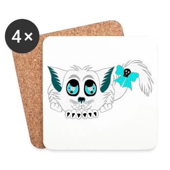 Geister-katze, Halloween Outfit, Mädchen - Untersetzer (4er-Set) - Weiß - Vorne