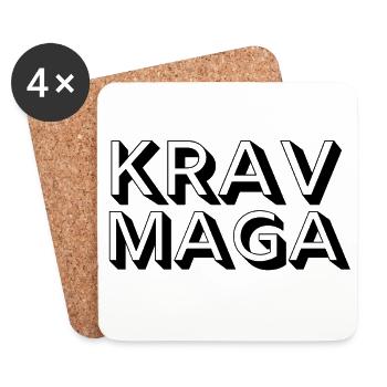 krav maga, self défense, auto défense - Dessous de verre (lot de 4) - blanc - Devant