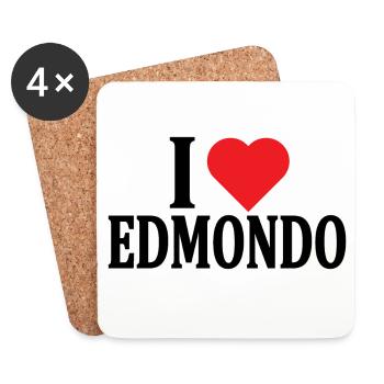 t-shirt J’adore Edmondo idée cadeau t-shirt - Dessous de verre (lot de 4) - blanc - Devant
