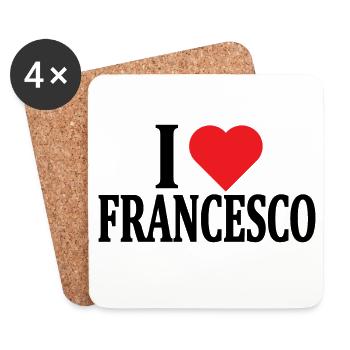t-shirt J’aime Francesco idée cadeau t-shirt - Dessous de verre (lot de 4) - blanc - Devant