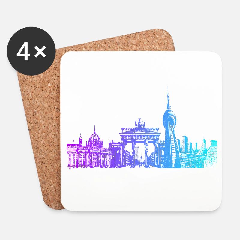 Berlin Stadt Skyline - Untersetzer (4er-Set) - Weiß