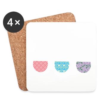 Pâques, mignon lapins de Pâques oeufs de Pâques dessin - Dessous de verre (lot de 4) - blanc - Devant